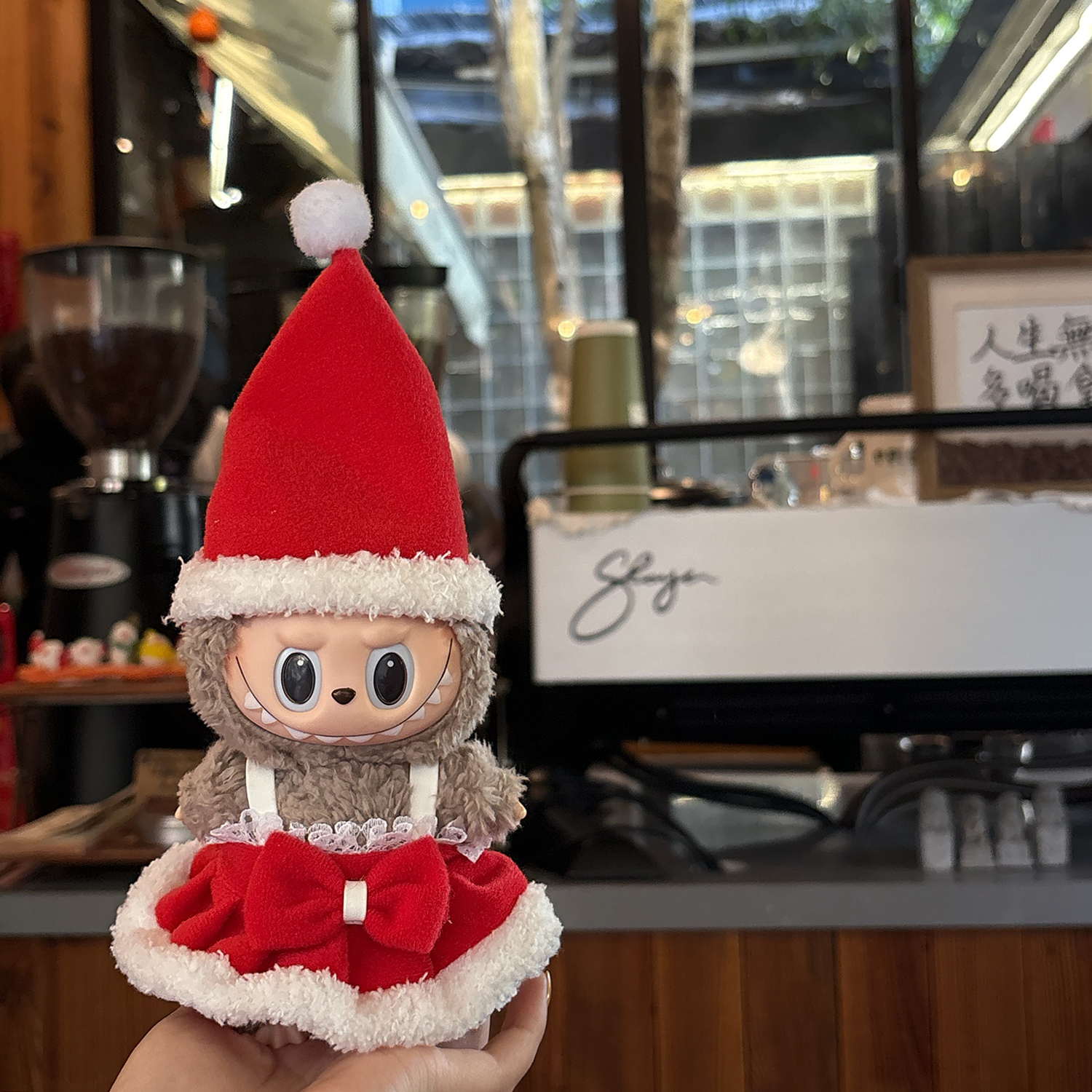 原创！拉布布一二三代通用娃衣labubu新年圣诞战袍红色蝴蝶结裙子