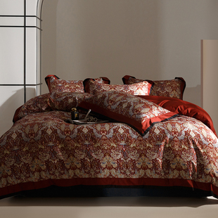 宫廷风100支长绒棉四件套 欧式 全棉高端奢华床单被套床上用品1.8m