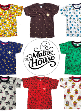 泰国Poko 男女童 kitty香蕉小黄鸭猫咪车车轻松熊飞机短袖夏季T恤