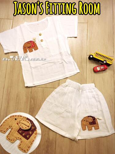 童装泰国可爱大象短袖短裤现货