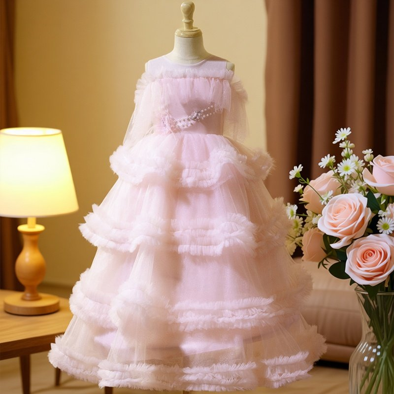 粉色公主网纱蛋糕裙女童高端长款演出服蓬蓬裙儿童生日礼服公主裙,童装/婴儿装/亲子装,儿童礼服,淘宝优惠券,粉丝福利购,淘宝优惠卷