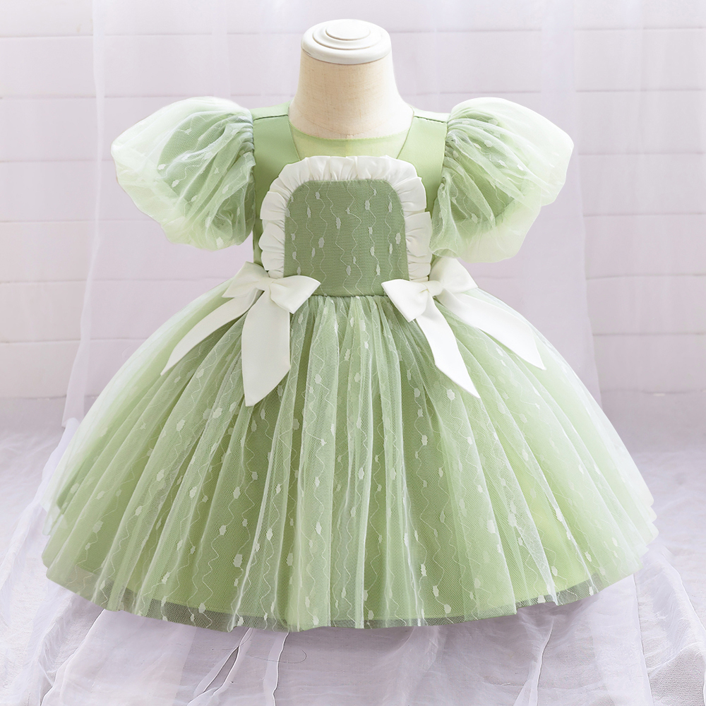 女童生日礼服儿童绿色网纱公主裙