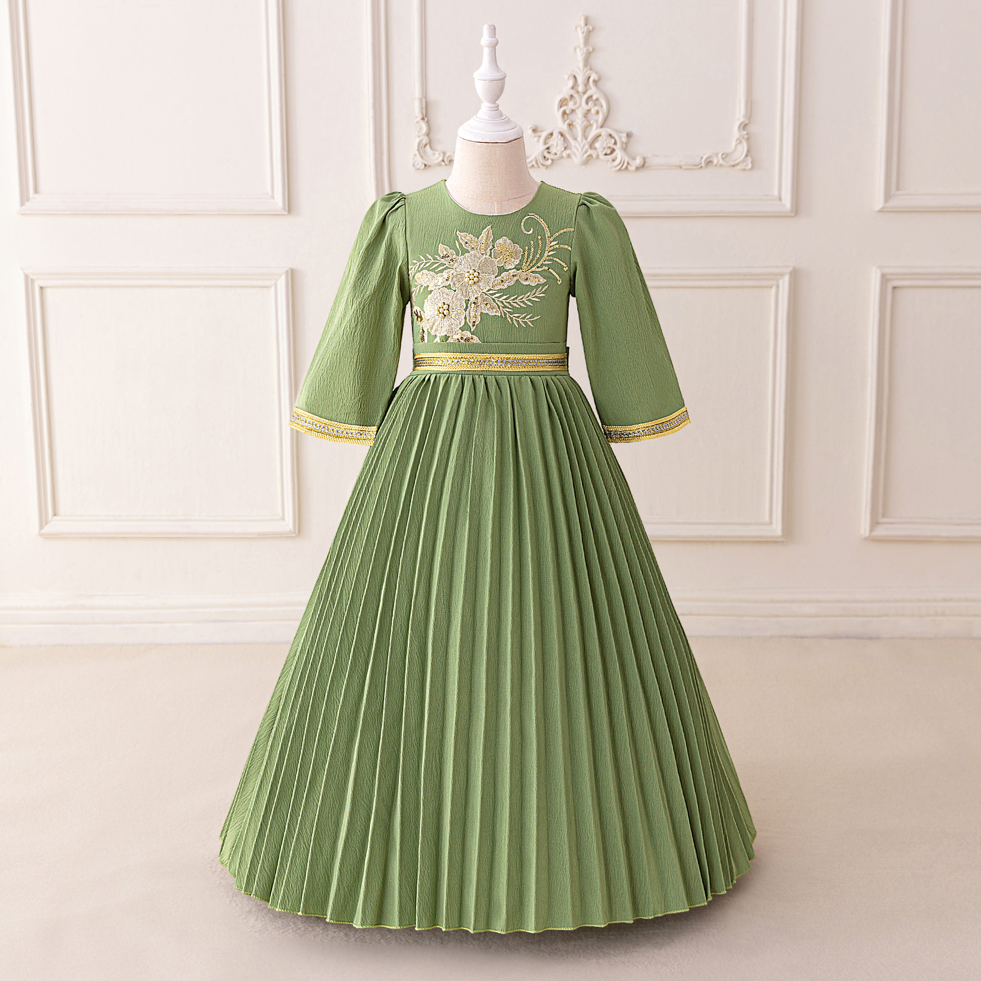 中东迪拜女童长袖连衣裙民族风