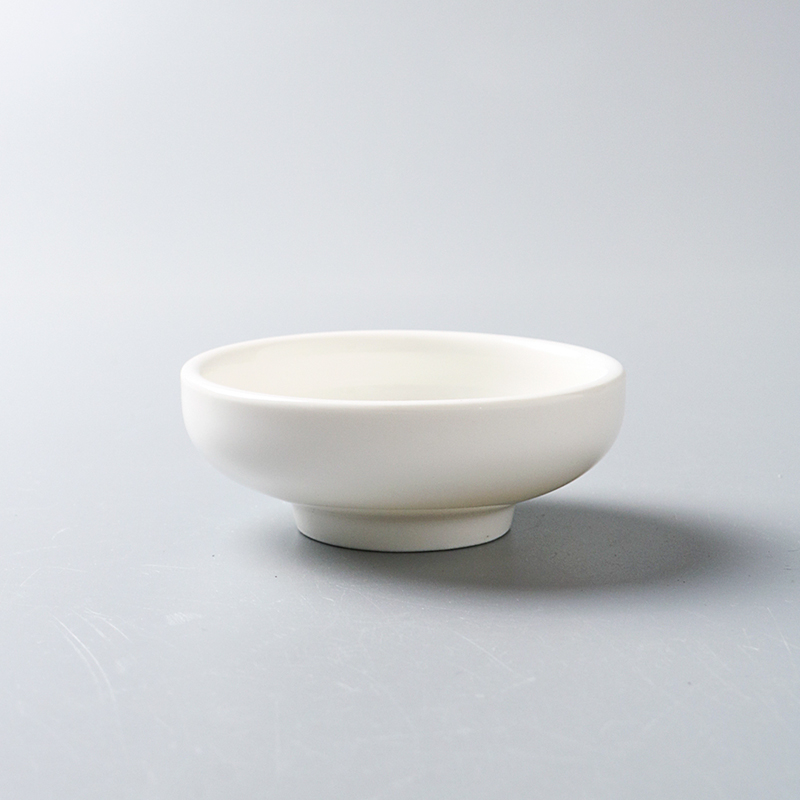 陶瓷小高脚圆形立体味碟纯白餐厅蘸料圆形辣椒调味酱醋小碟子餐具