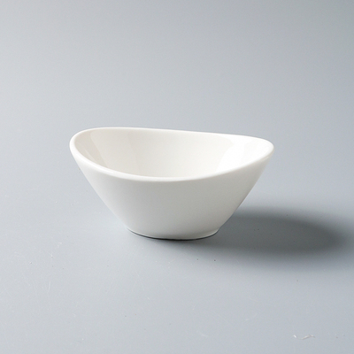 陶瓷纯白餐具辣椒旦形深碗调料碟深碟蘸料碟调味碟4英寸饭店餐厅