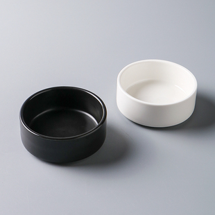 酒店陶瓷圆形直身味碟调料碟圆碟酱醋调味碟纯白餐厅哑光黑小吃碟