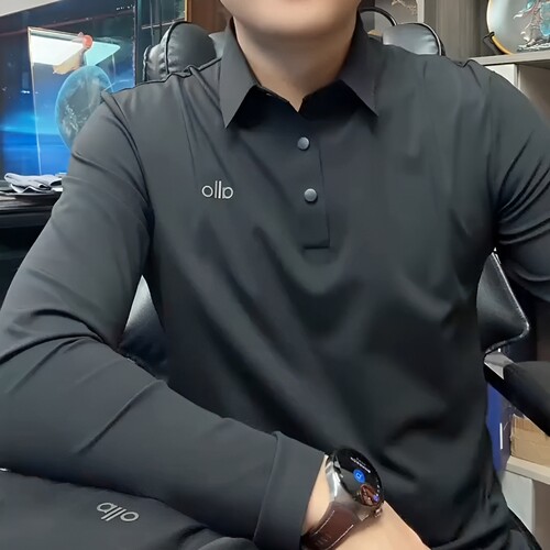 男士秋季新款35377翻领长袖T恤