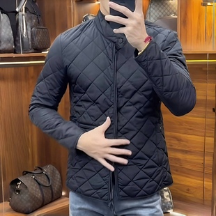 纯色净版 新款 夹克外套菱格绗线帅气立领潮流范 秋冬季 棉服男士