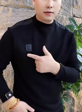 卫衣男装2025年秋新款修身帅气圆领长袖上衣高级感试试潮流欧货