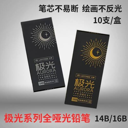 文萃极光14B16B全哑光铅笔素描速写工具套装碳笔全碳碳墨碳铅软炭
