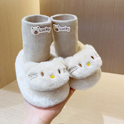 新生婴儿鞋袜冬外出不掉0-1岁小月龄男女宝宝加厚绒保暖软底鞋子