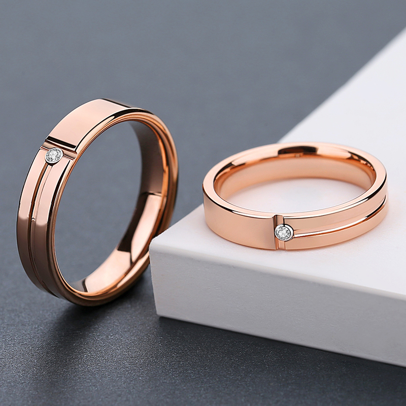 轻奢莫桑石男戒18K玫瑰金情侣戒指婚戒尾戒大码钻戒女圣诞节礼物