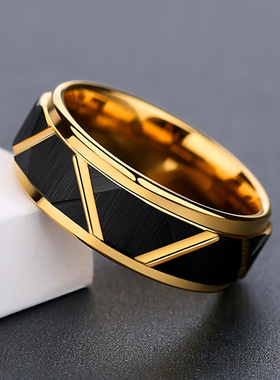 男士钨金轻奢个性刻字定制戒指