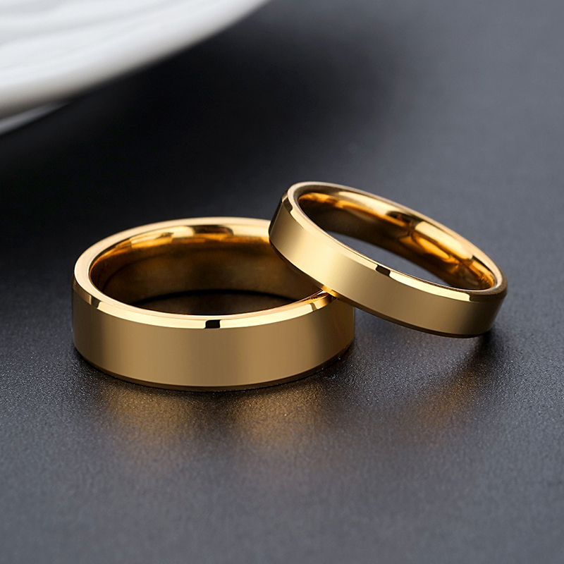 黄金色素圈戒指 简约男戒情侣对戒婚戒镀18k彩金指环女圣诞节礼物