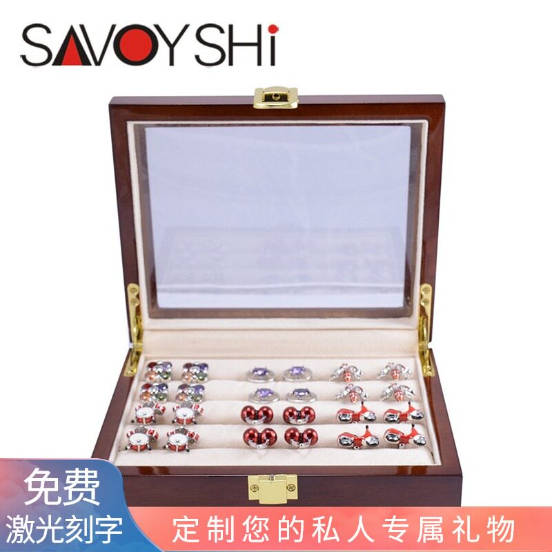 woodiness transparent Glass lid Display box Cufflinks Ring Earrings Ear Studs Jewelry Storage box men and women giftin the Accessories/Leather belt/Hat/Muffler , Cufflink  category - from Buy2taobao.com to provide professional Taobao agent buy service