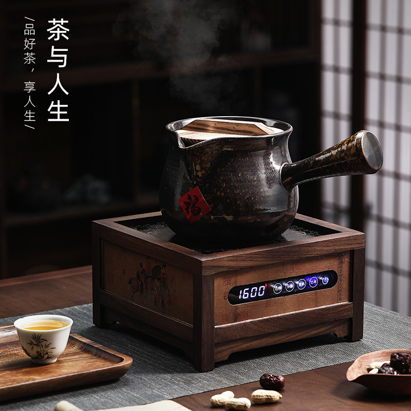 高端新中式胡桃木电陶炉不挑壶