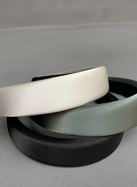 颜色超正绸缎 黑色发箍女款 高颅顶高级感缎面 纯色海绵头箍压发