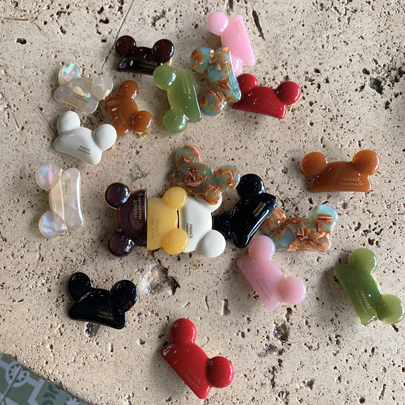 4mm厚醋酸鸭嘴夹可爱米奇发夹边夹侧边 france糖果刘海夹两个包邮