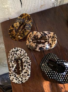 爱心波点 设计感扁平一字发夹玳瑁超级好看的抓夹懒人夹盘发头饰