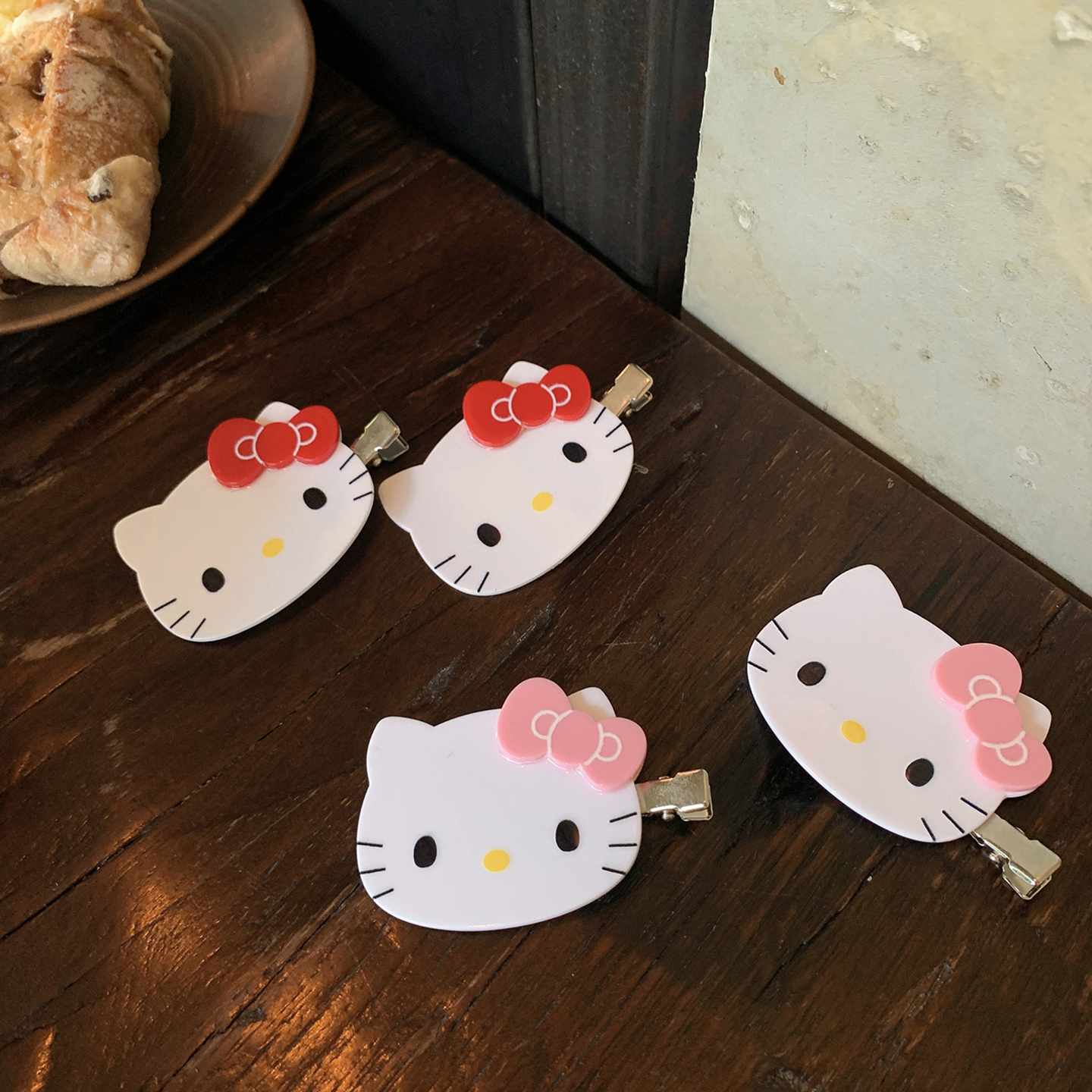 红色/粉色蝴蝶结hellokitty发夹
