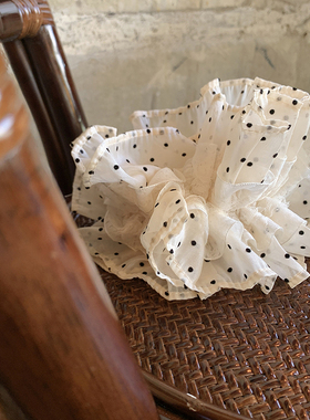 蕾丝波点蛋糕裙仙气超好看的大肠发圈超大 温柔风马尾发绳发饰