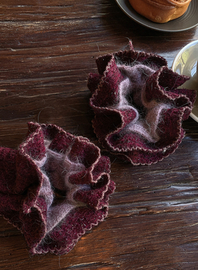 优雅的一抹紫色 小蛮腰毛线大肠发圈女高级感洋气时尚丸子头发饰