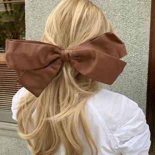 party款 高级感夸张咖色顶夹马尾夹弹簧夹 超大黑色蝴蝶结发夹头饰
