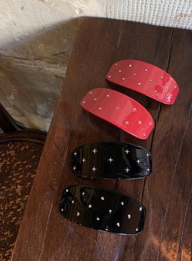 满天星水钻弹簧夹 设计感红色发夹女后脑勺高级感轻奢风夹子头饰