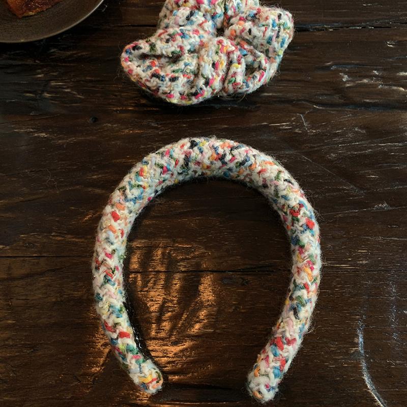 甜美彩色糖果针织宽边发饰