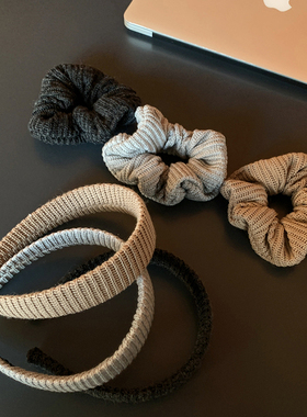 复古学院风发饰 秋冬温暖毛线发箍女款 柔软针织法式灰色大肠发圈