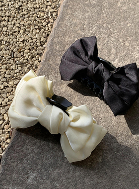 法式温柔 黑色双面蝴蝶结抓夹后脑勺大号发量多 盘发发抓鲨鱼夹女