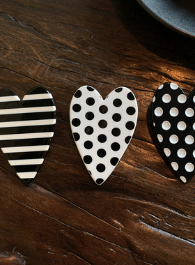 好洋气的波点条纹 小众爱心夹子头饰发夹边夹侧边心形鸭嘴夹发饰