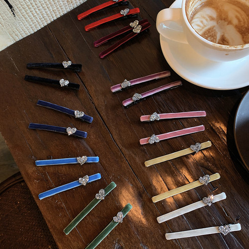 水钻爱心+极简丝绒发夹