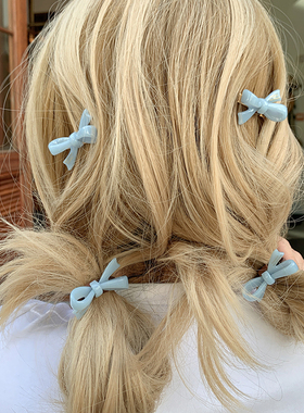 ins小众色 果冻雾霾蓝醋酸蝴蝶结发夹边夹侧边 甜美少女精致发饰