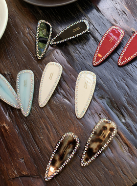 精致镶钻水滴 三角形发夹女2026新款高端刘海边夹侧边鸭嘴夹发饰