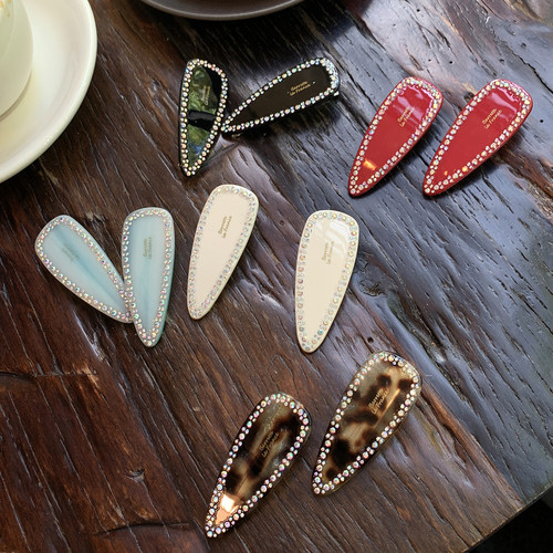 镶钻水滴三角形发夹鸭嘴夹