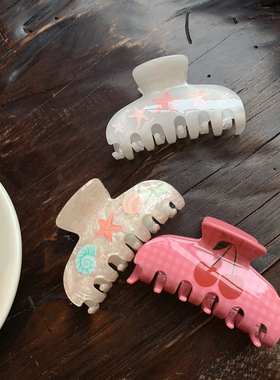 海洋星星 高品质醋酸可爱樱桃抓夹女高级感2025新款发抓鲨鱼夹