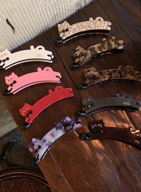 可爱猫咪横夹 复古气质马尾香蕉夹大号大发量扭扭夹竖夹抓夹新款