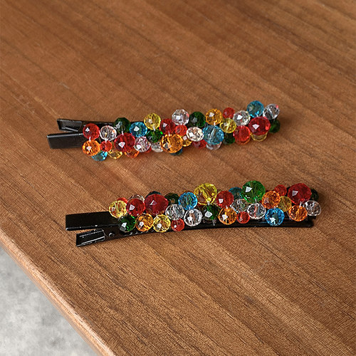手工串珠彩色水晶发夹