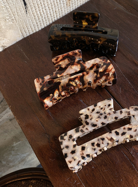 特调3mm厚 慵懒风纹理超级好看的抓夹大号发量大简约方形鲨鱼夹