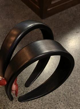 素颜神器 pu皮质感黑色发箍女高级感洋气时尚 日常外戴头箍发卡