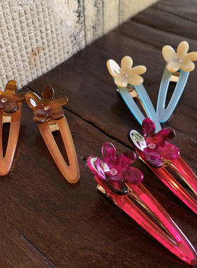 可爱小花 森系彩色花朵夹子头饰发夹边夹侧边醋酸鸭嘴夹发饰