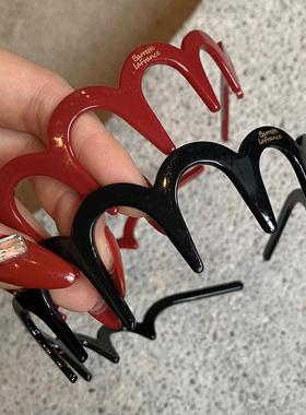 红色波浪发箍女款洗脸专用 france醋酸发饰法式头箍日常外戴