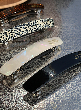 都好喜欢 France黑色半扎发发夹高级感 一字夹弹簧夹ins发卡女