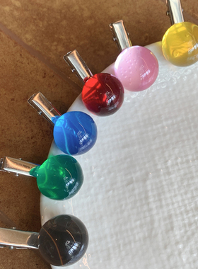 童趣彩色圆球鸭嘴夹 过渡期发夹边夹侧边高级感刘海夹 两个包邮