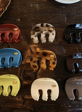 早春纯欲彩色 个性小众m字母抓夹女发量少中号半扎发盘发鲨鱼夹