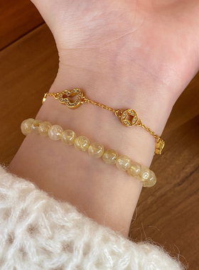 Aaim 金店同款沙金满钻葫芦钱币手链女轻奢小众设计感手饰送女友