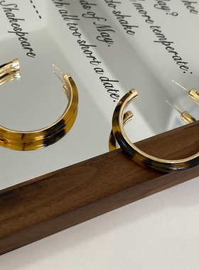 Aaim 赵露思同款玳瑁色豹纹耳圈素圈耳环2025新款高级感夸张耳饰