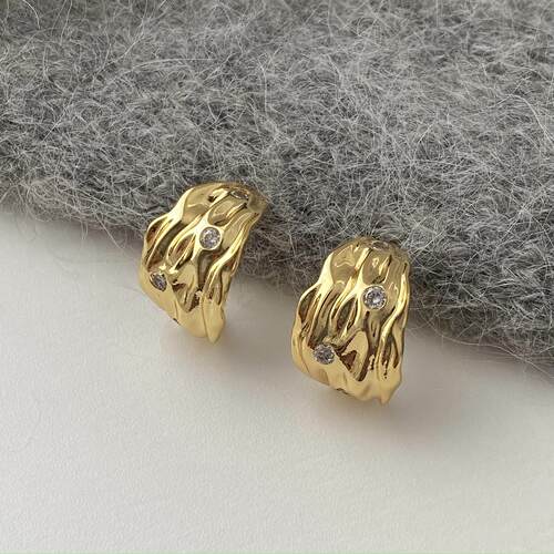 直销饰品铜镀真金不规则耳钉