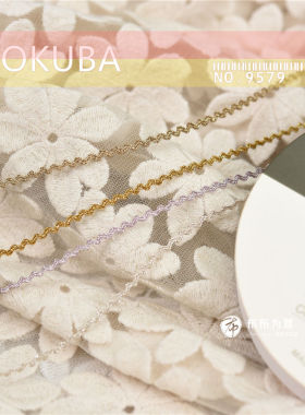 特价日本MOKUBA木马金银线蕾丝花边No.9579 2mm山道带5色半码起N3